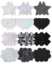 Glitters Pasties Nipple Covers Stickers for Women Rave 1 black and Silver