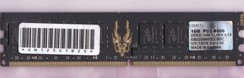 1GB PC2-8500 DDR2-1066 GEIL GB22GB8500C5DC LED Gamer Performance Memory Stick