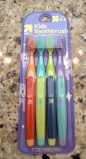 Up Up Kids' Toothbrush 4 Pack Ages 4-8 Colorful Extra Soft