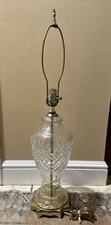 Vintage Ethan Allen Crystal Cut Glass Table Lamp  *Brass Base + Socket *RESTORED