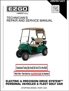 2001 - 2005 E-Z-Go TXT Electric PDS Freedom Golf Cart Service Repair