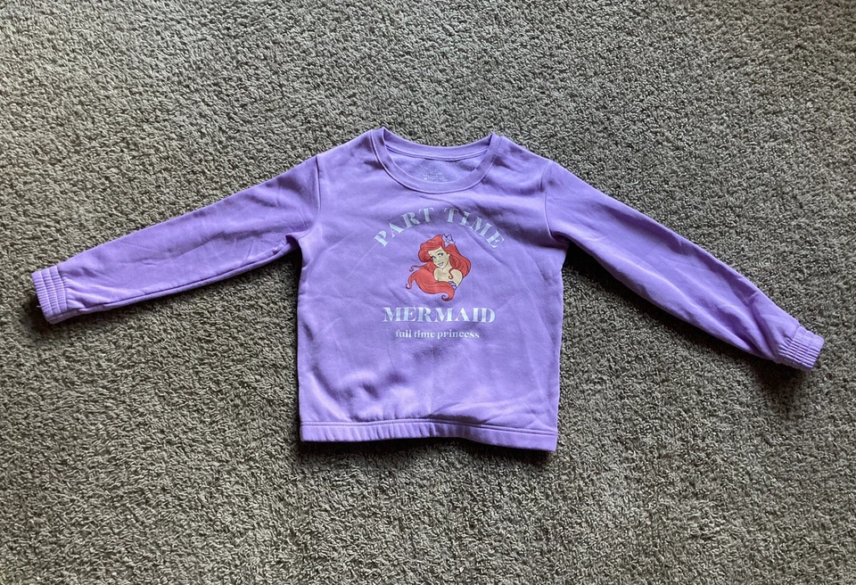 Disney Princesa Niñas Pequeña Sirenita Ariel Tiempo Parcial Sirena Sudadera Foto 3 de 4