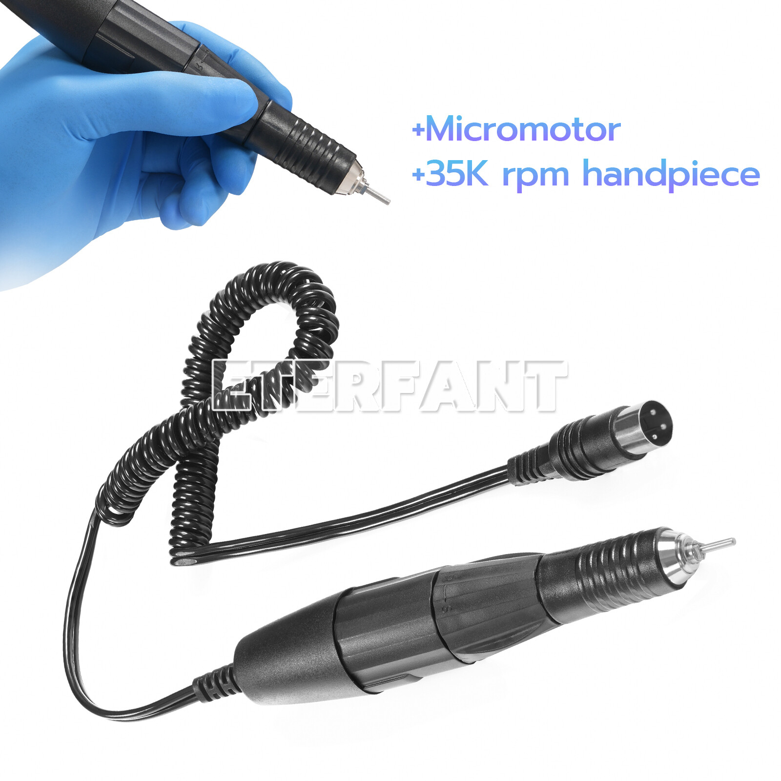 Micromotor de laboratorio dental ETERFANT pieza de mano eléctrica para pulir 35 k rpm tipo E
