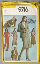 9716 SIMPLICITY - SHIRT SKIRT PANTS JACKET - Sz 14 B 36"