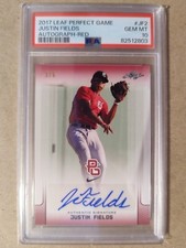 2017 Leaf Perfect Game Justin Fields Auto Red Parallel 3/5 PSA 10 POP 1