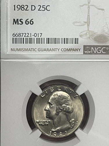 1982-D Washington Quarter 25c - NGC MS66  **Near Top Pop** Superb Gem BU