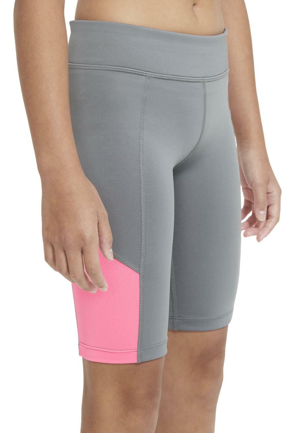 Продаются длинные компрессионные шорты Nike для девочек Dri-Fit (серый/розовый) CJ7562