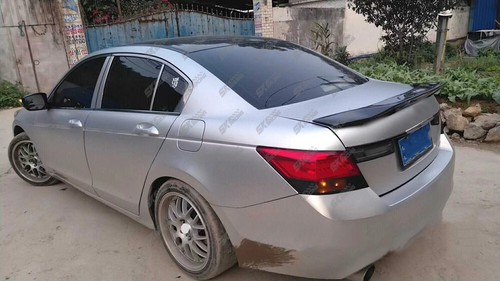 Glossy Black/Carbon Fiber Rear Trunk Spoiler Wing Fits Honda Accord Sedan 08-12 - Picture 11 of 40