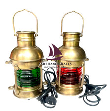 ZAIN Set di 2 Lanterne Nautiche Marine Ottone Barca Antica da Appendere Nave ...