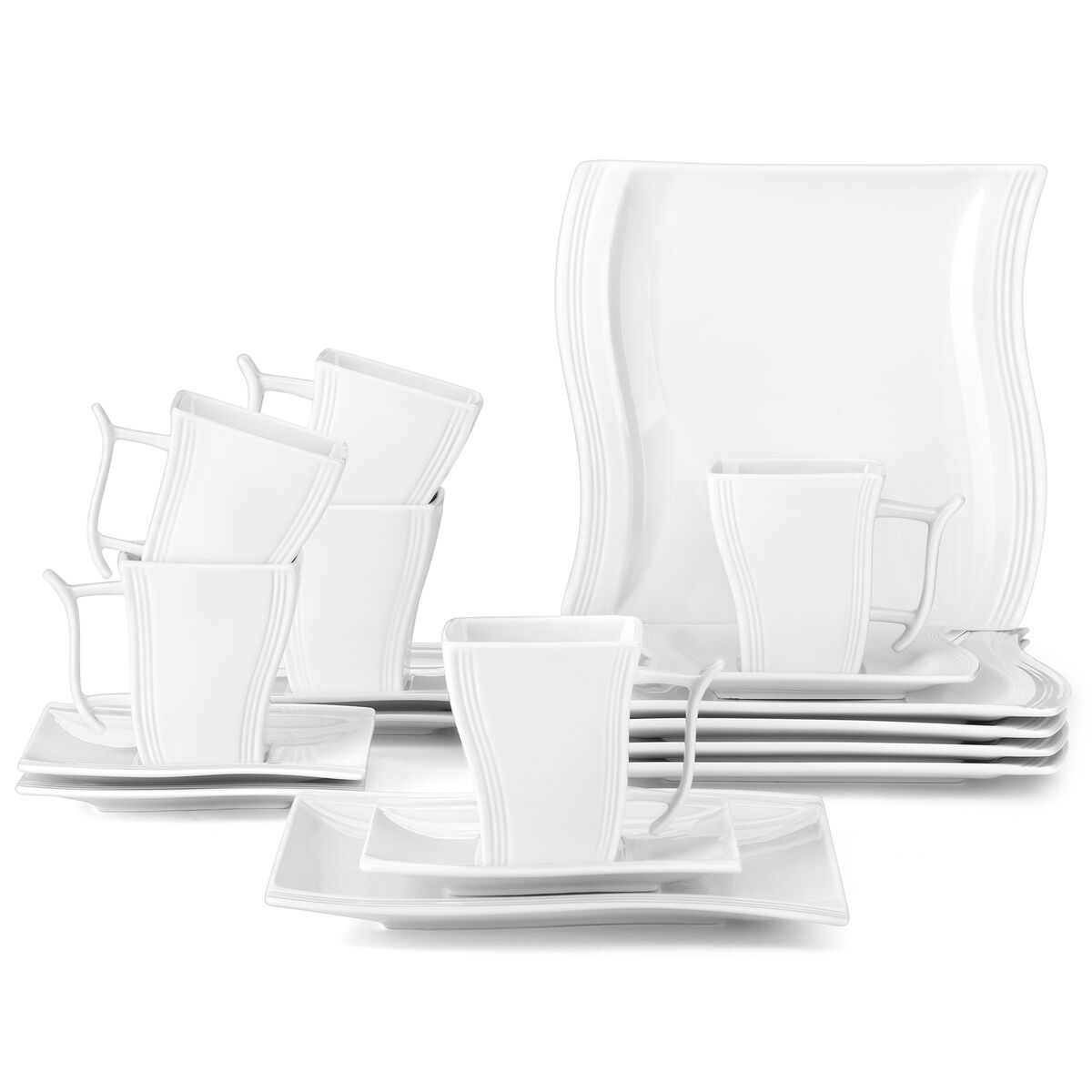 MALACASA Flora 12-Piece Porcelain Dinner Set (Service for 6) - On