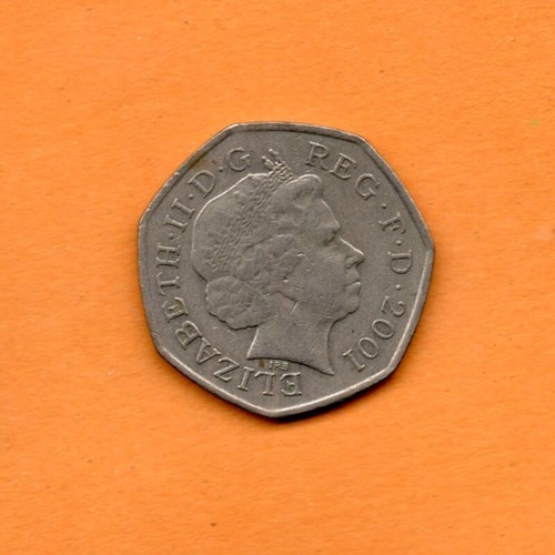 Great Britain Coin 50 Pence 2001 Elizabeth II Copper-nickel 27.3mm 8gr KM#991