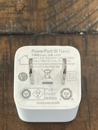 Chargeur mural rapide Anker PowerPort III 20W, Nano IQ3 USB-C A2633, boîte scellée, blanc - Photo 6 sur 6
