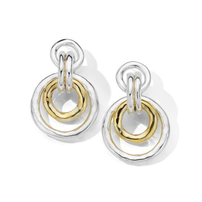 Ippolita Silver/Gold Chimera E.F. Classico Medium Jet Set Earrings Retail $1,195