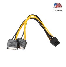 Dual 15Pin SATA Male To PCIe 8Pin 6 2 Male Video Card Power Cable