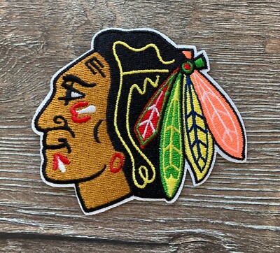 NHL Chicago Blackhawks PATCH Aufnäher Bügelbild Indianer Eishockey Team US Sport