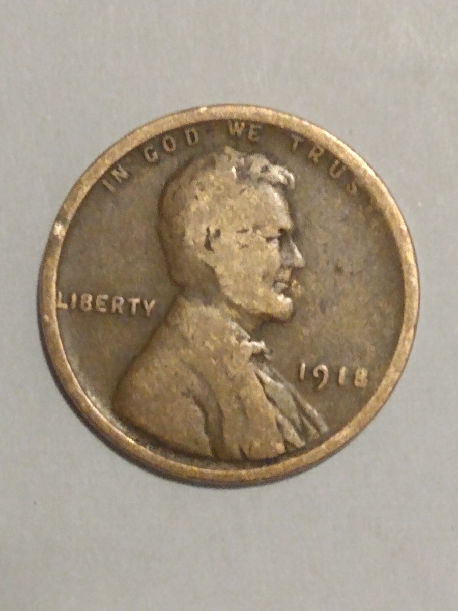 very rare 1918 small cent. Multiple broadstruck errors on