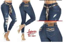 LUJURIA JEAN COLOMBIANOS, Butt Lifter Embroidery Denim Blue Push Up Jean 700917