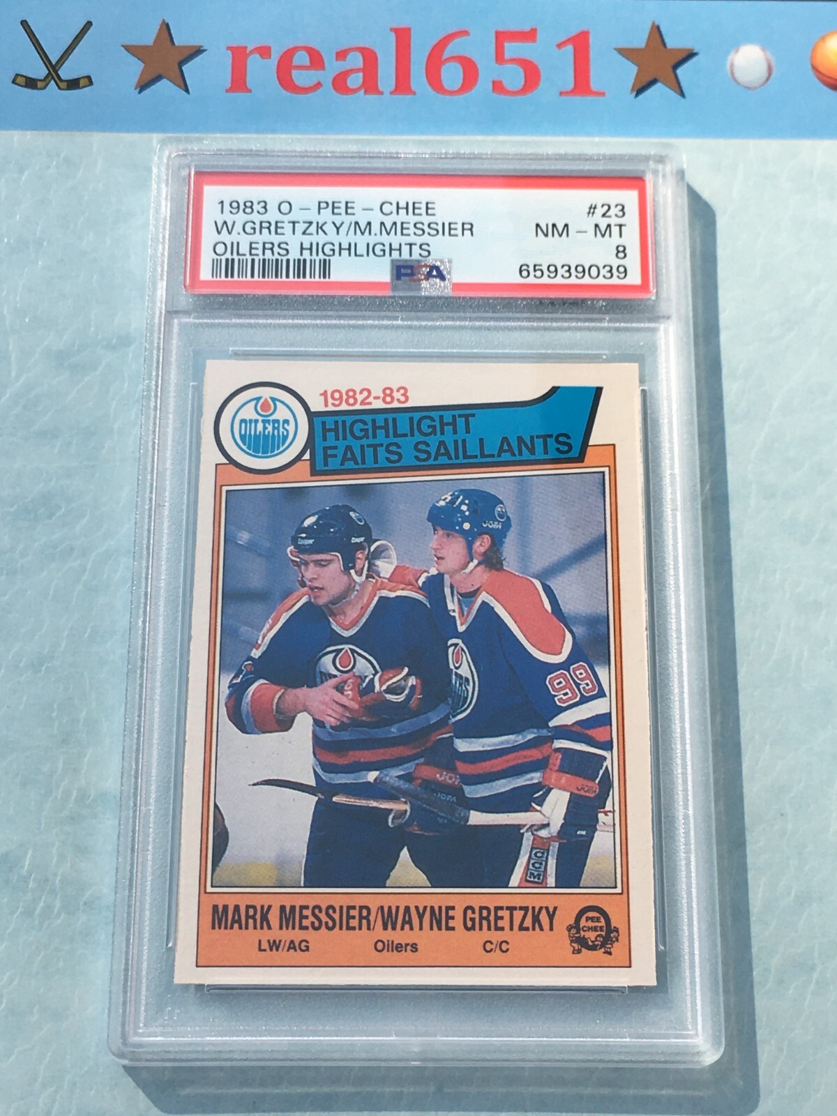 1983 O-Pee-Chee #23 WAYNE GRETZKY MARK MESSIER | PSA 8 NM-MT Sharp | Oilers HL