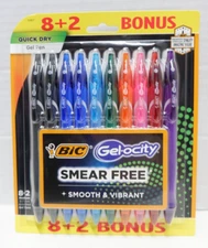 BIC Gel-ocity Quick Dry Retractable Gel Pen, Medium Point, Fashion, 10-Count