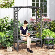 Arch Pergola Garden Bench, Wooden Garden Arbour with Seat