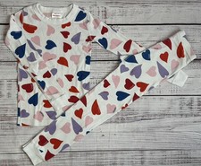 Hanna Andersson Girls Hearts Valentine's Day 2-Piece Pajama Set Size 8 NWOT