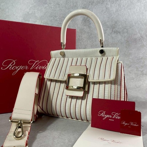 Roger Vivier Viv Cabas Mini 2WAY Shoulder Handbag Leather White