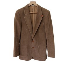 Sergio Valente Corduroy Blazer 37R Tan Brown Vintage Elbow Patches Sport Coat