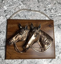 Vintage A&J Canada Horse Head Wall Plaque Copper Tone Equestrian Decor 10x8&rdquo;