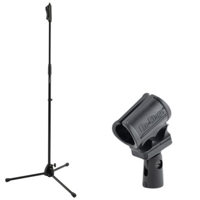 One-Hand Tripod Microphone Stand + Isolation Shock-Mount Dynamic Vocal Mic Clip