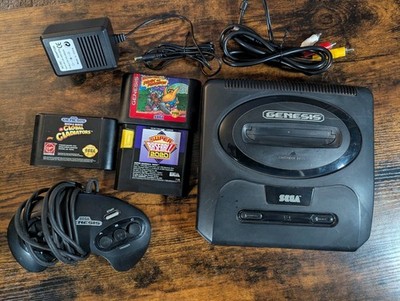 SEGA Genesis Model 2 Console Bundle, 3 Games, Cables And 1 Controller Tested 