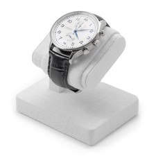 Single Watch Stand Display with Linen Lining - Compact Watch Holder for White