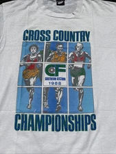 VTG T-shirt Screen Stars 80's USA "Cross Country" Single Stitch XL 1988 CF 21x24