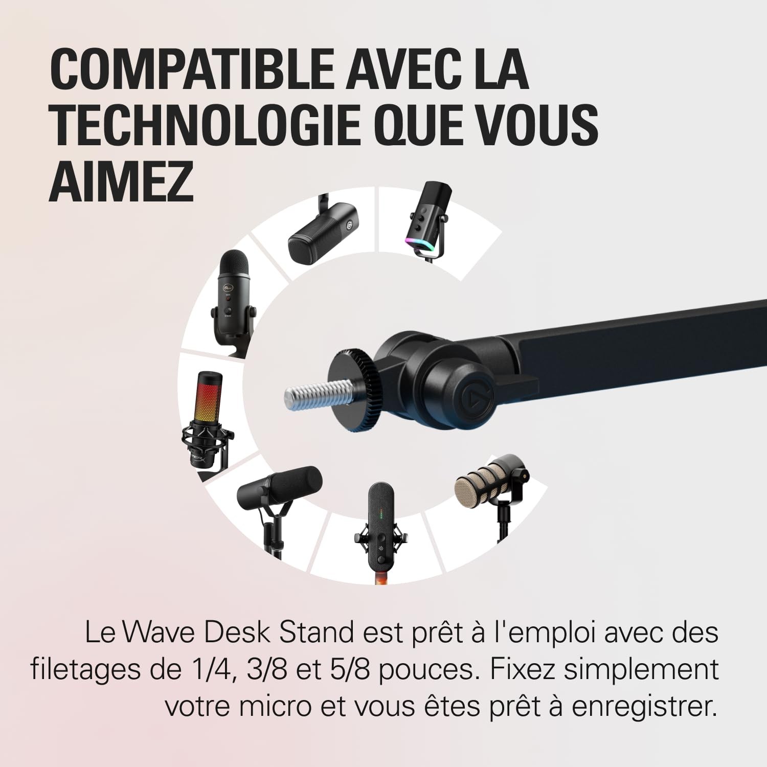 Support Réglable Wave Desk Stand Noir pour Microphones de Studio HyperX - 3