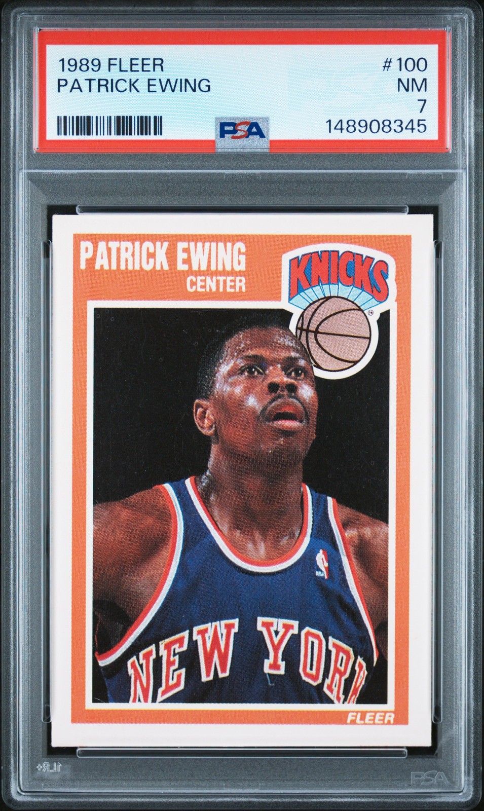 1989 FLEER #100 PATRICK EWING PSA 7