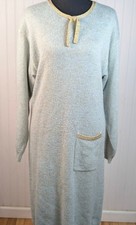 Vintage Halston III Light Blue Knit Dress with Gold Trim Pocket 80's Cocktail Lg