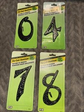  4 NEW Hy-Ko 3-1/2  Black Hammered Die Cast Aluminum House Numbers 0-4-7-8 DC3