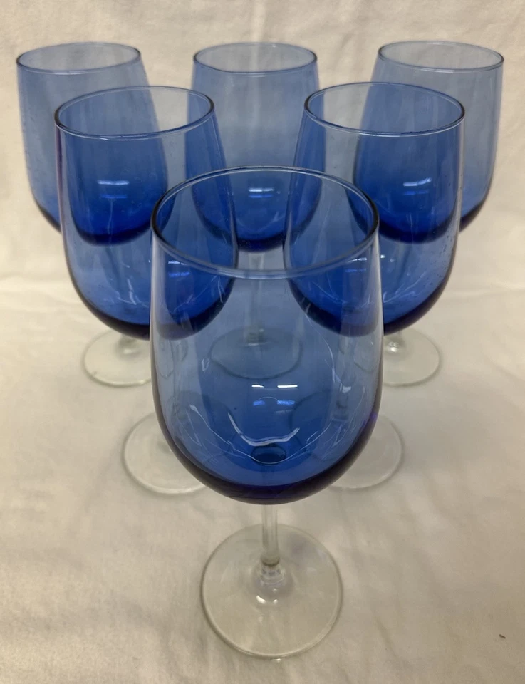 Juego de 6 copas de vino/copas de agua Libbey Vina azul 9,25" vástago transparente 16 oz Foto 2 de 4