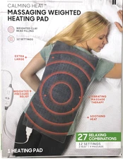 Calming Heat Massaging Weighted Heating Pad by Sharper Image - 12 Settings