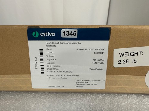 Cytiva GE ReadyCircuit 1 L Hänge-/Kissenbeutel 12410219, 4 Anschlüsse, EXP 08/2024 - Bild 2 von 6