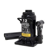 12 Ton 24000 Lb Capacity Hydraulic Stubby Low Profile Welded Bottle Jack Black