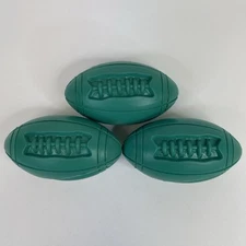 3x Rubber Football Pet Toy Interactive Squeaker Fetch Medium/Large Dogs Green