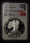 2002-W $1 AMERICAN SILVER EAGLE PROOF COIN NGC PF70 MERCANTI SIGNED