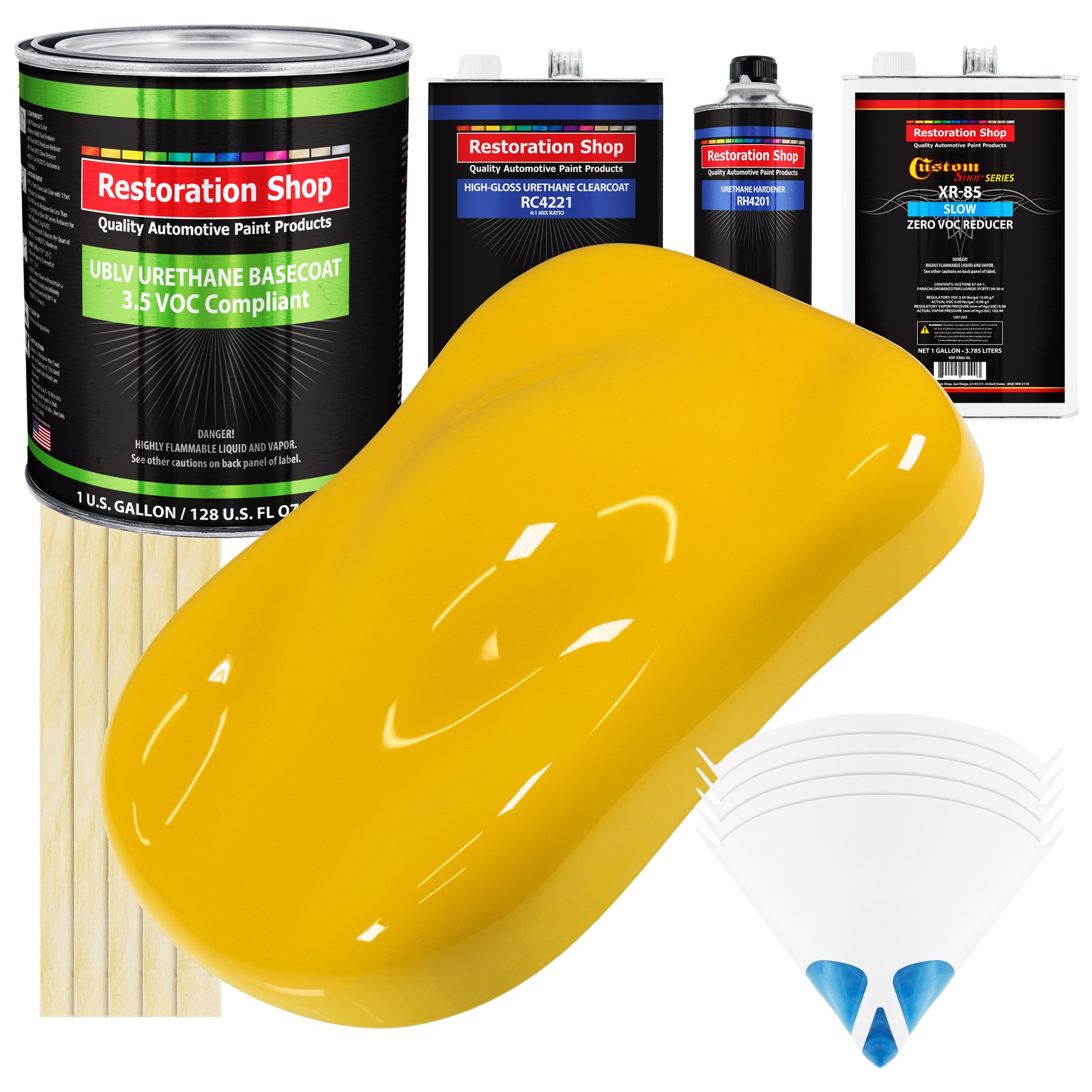 Viper Yellow Low VOC Slow Gallon Urethane Basecoat Auto Paint Kit with Clearcoat