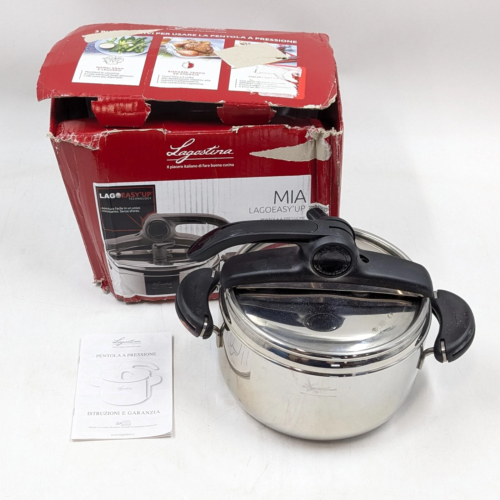 Lagostina Mia Lagoeasy Up Technology Pressure Cooker 22cm 5L Made In Italy