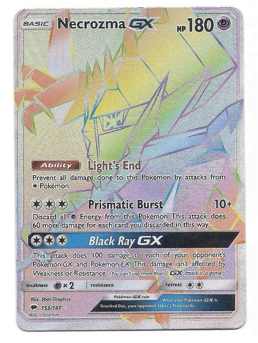 necrozma gx pokemon card value Pokemon Sun and Moon Burning Shadows Hyper Rare Necrozma GX #153