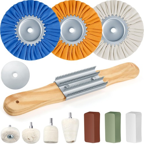 11 Pcs Airway Buffing Wheel Polishing Kit 8" Aluminum Polishing Wheel for Dri...