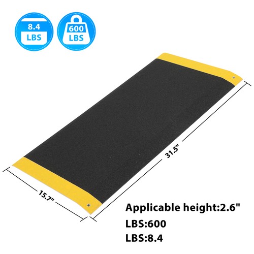 2.6" Threshold Ramp Aluminum With 600lbs Load Capacity Portable And Anti-Slip - Picture 7 of 9