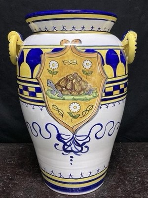 Rare Italian Planter Urn - Large Tartuca Vase Signed By Fratelli Mari Deruta
