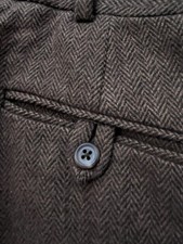 Polo Ralph Lauren Men  s Herringbone Tweed Wool Pleated Cuffed Pants Size 34 x 32