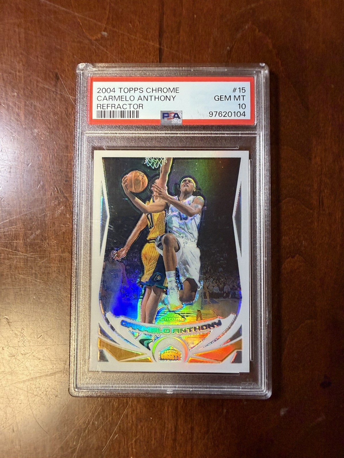 2004 Topps Chrome Carmelo Anthony Refractor #15 PSA 10 Denver Nuggets
